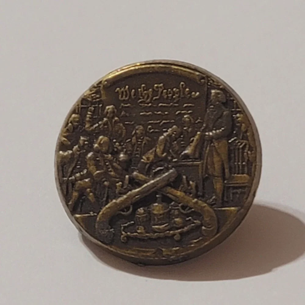Vintage NRA We The People Constitution Signing Brass Tone Lapel Tie Pin Tack